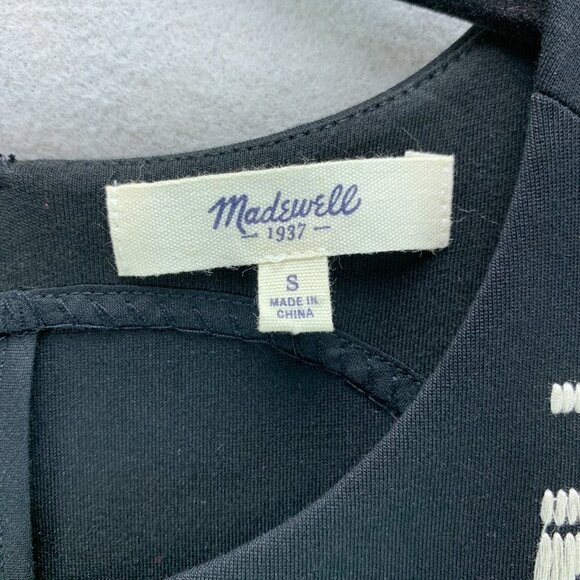 Madewell‎ Top Womens Small Black Sleeveless Embroidered Stretch Back Zip - Picture 12 of 13